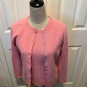Peck and Peck size M Women's Pink Cardigan Sweater and Tank Twin Set